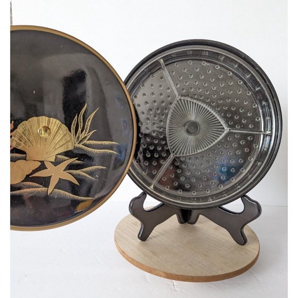 Otagiri Japan Black Hand Crafted Candy Relish Serving Tray Trinket Tray 9" Vntg - Picture 4 of 8